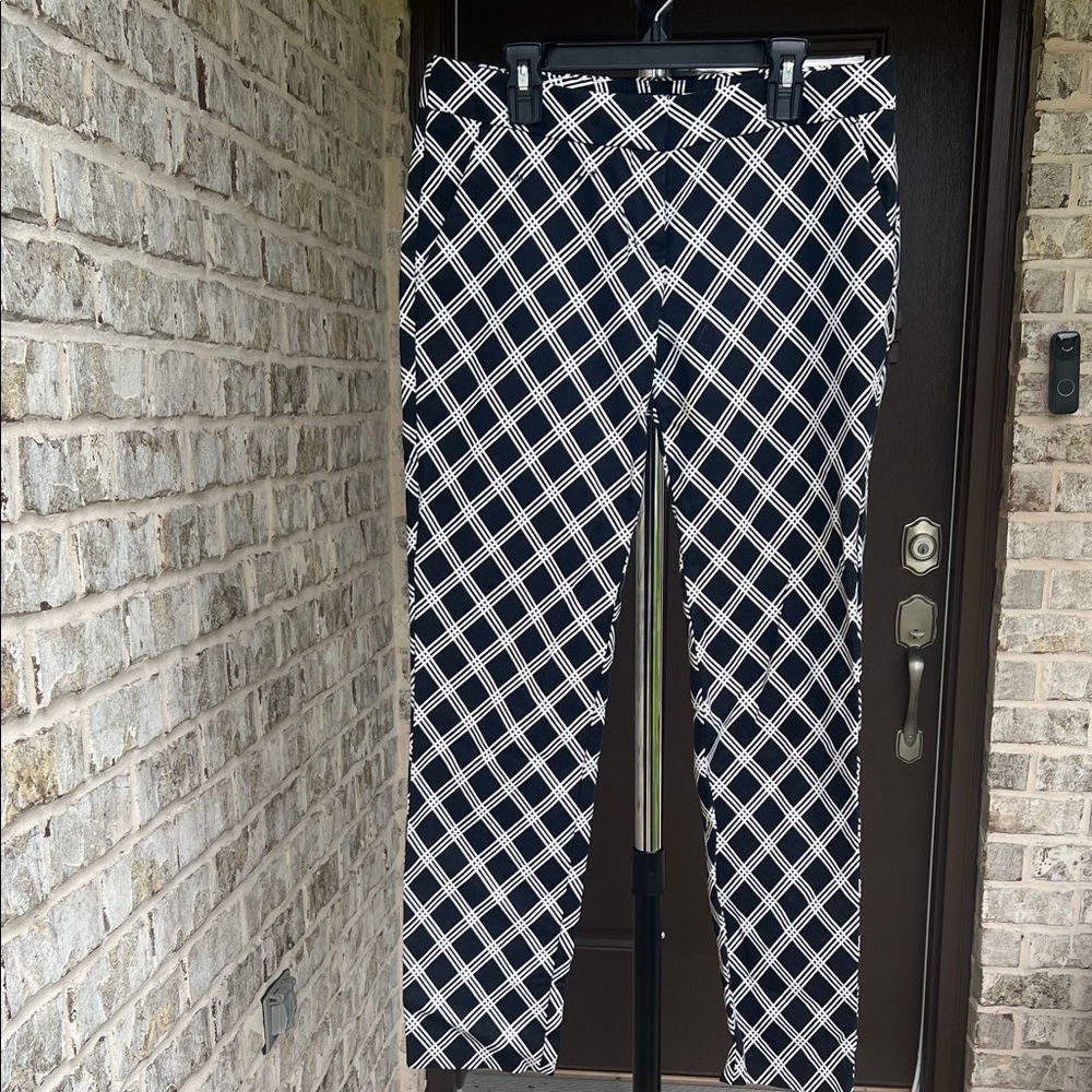 Express Columnist Low Rise Monochrome Plaid  Cropped Trouser Pants Size 4R